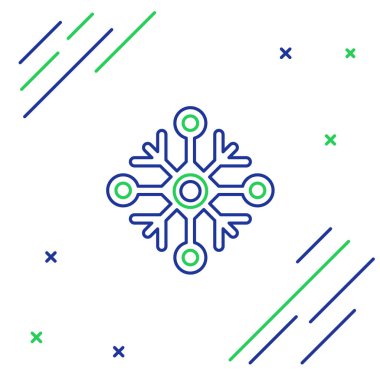 Beyaz arkaplanda mavi ve yeşil çizgi ikonu izole edildi. Renkli taslak konsepti. Vektör İllüstrasyonu