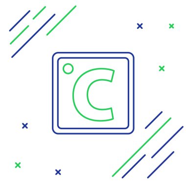 Mavi ve yeşil renkli Celsius simgesi beyaz arkaplanda izole edildi. Renkli taslak konsepti. Vektör İllüstrasyonu