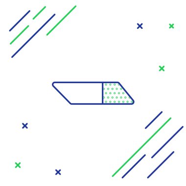 Mavi ve yeşil çizgi silgi ya da beyaz arkaplanda izole edilmiş kauçuk simge. Renkli taslak konsepti. Vektör İllüstrasyonu