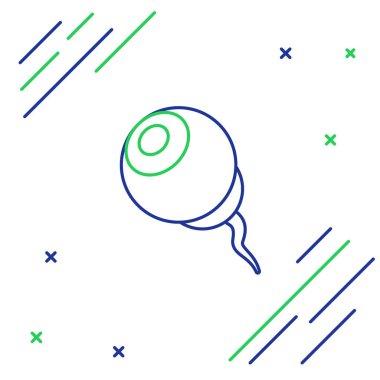 Mavi ve yeşil çizgi. Göz simgesi beyaz arkaplanda izole edilmiş. Mutlu Cadılar Bayramı Partisi. Renkli taslak konsepti. Vektör İllüstrasyonu