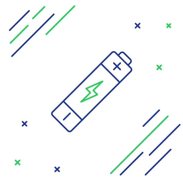 Ligne Bleue Verte Icône Batterie Isolée Sur Fond Blanc Symbole — Image vectorielle