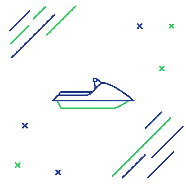 Mavi Yeşil Çizgili Jet Ski Simgesi Beyaz Arkaplanda Izole Edildi — Stok Vektör