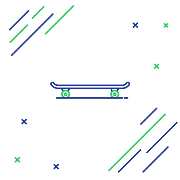 Blaue Und Grüne Linie Skateboard Symbol Isoliert Auf Weißem Hintergrund — Stockvektor