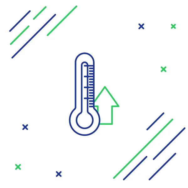 Blaue Und Grüne Linie Thermometer Symbol Isoliert Auf Weißem Hintergrund — Stockvektor