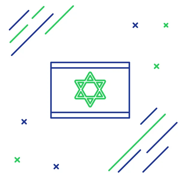 Blaue Und Grüne Linienflagge Des Israel Symbols Auf Weißem Hintergrund — Stockvektor