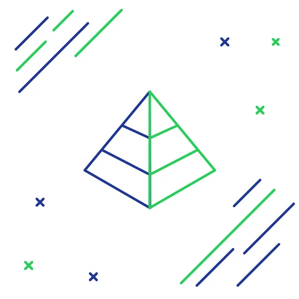 배경에 파란색과 이집트 피라미드 아이콘입니다 이집트의 컬러풀한 아웃라인 일러스트레이션 — 스톡 벡터