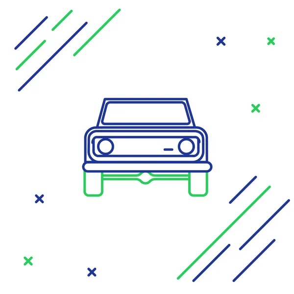 Kék Zöld Vonal Road Car Ikon Elszigetelt Fehér Háttér Jeep — Stock Vector