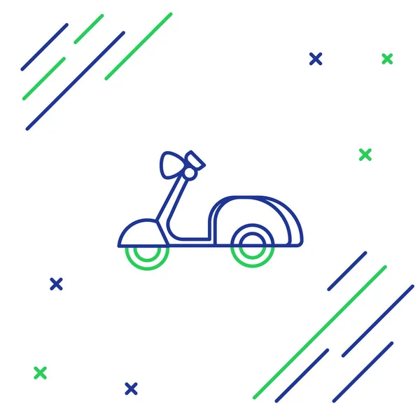 Azul Verde Ícone Scooter Linha Isolada Fundo Branco Conceito Esboço —  Vetores de Stock