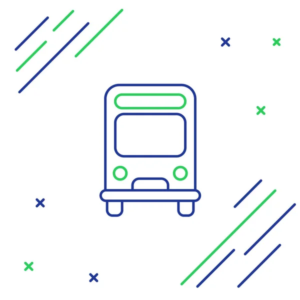 Linea Blu Verde Icona Bus Isolata Sfondo Bianco Concetto Trasporto — Vettoriale Stock