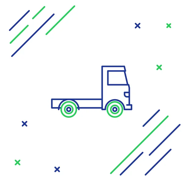 Blaue Und Grüne Linie Lieferung Lastkraftwagen Symbol Isoliert Auf Weißem — Stockvektor