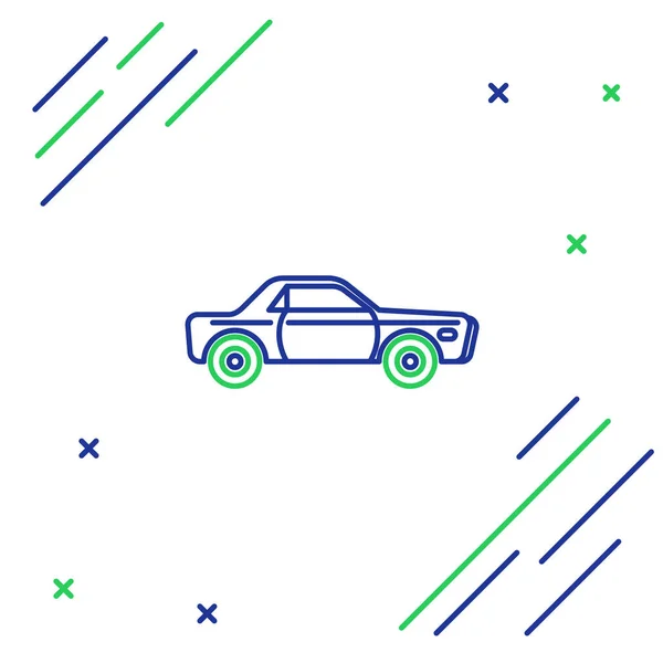 Modrá Zelená Čára Ikona Sedan Auto Izolované Bílém Pozadí Barevný — Stockový vektor