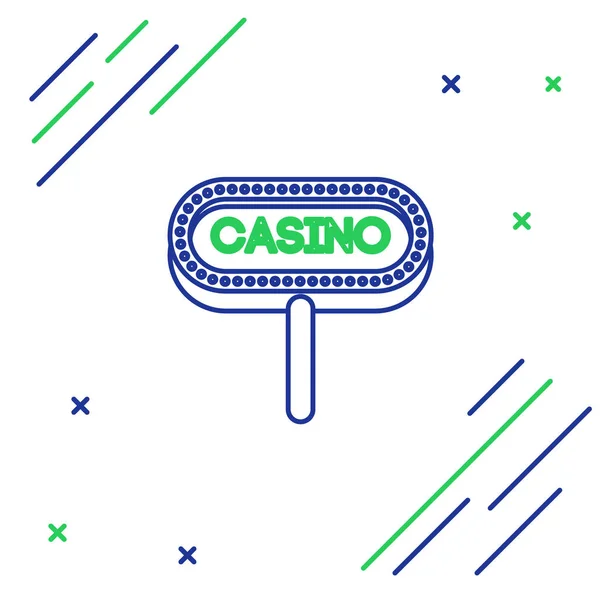 Blauwe Groene Lijn Casino Signboard Pictogram Geïsoleerd Witte Achtergrond Kleurrijk — Stockvector