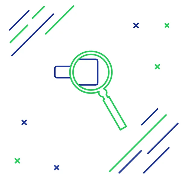 Blue Green Line Magnifying Glass Icon Isolated White Background Search — Stock Vector