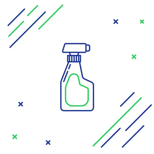 Blauwe Groene Lijn Reiniging Spray Fles Met Wasmiddel Vloeistof Pictogram — Stockvector