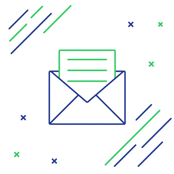 Linha Azul Verde Envelope Com Ícone Cartão Convite Isolado Fundo —  Vetores de Stock