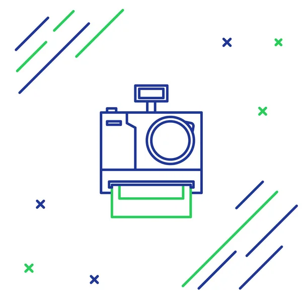 Синяя Зеленая Линия Иконка Фотокамеры Выделена Белом Фоне Значок Фотокамеры — стоковый вектор