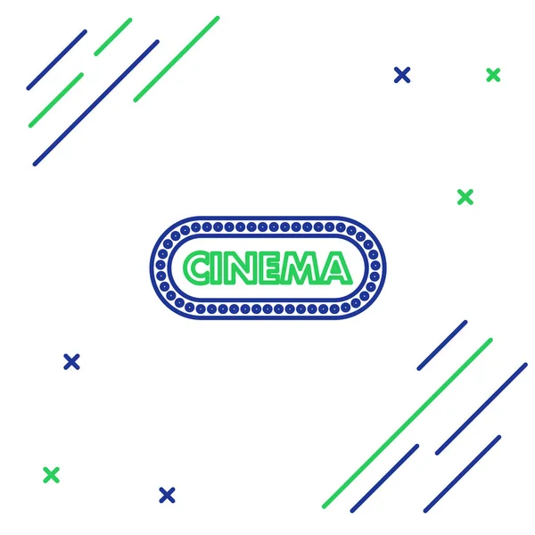 蓝色和绿色线条的电影海报设计模板图标孤立在白色背景 电影时间概念横幅设计 五彩缤纷的概念 病媒图解 — 图库矢量图片