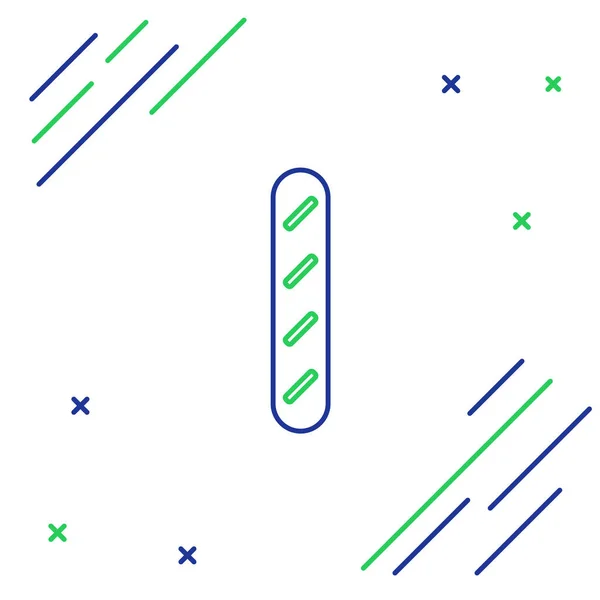 Linha Azul Verde Ícone Pão Baguete Francês Isolado Fundo Branco —  Vetores de Stock