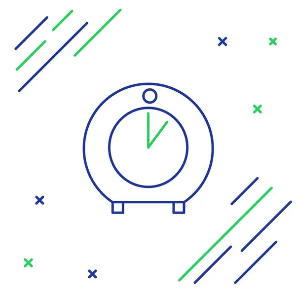 Blaue Und Grüne Linie Küchenzeituhr Symbol Isoliert Auf Weißem Hintergrund — Stockvektor