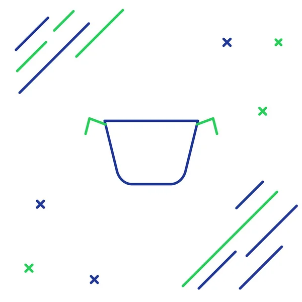 Línea Azul Verde Icono Olla Cocina Aislado Sobre Fondo Blanco — Vector de stock