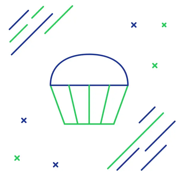 Modrá Zelená Čára Ikona Muffin Izolované Bílém Pozadí Barevný Koncept — Stockový vektor