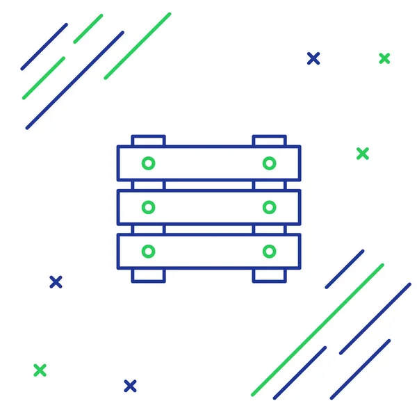 Modrá Zelená Linie Vojenská Munice Box Nějakou Ikonou Nábojů Izolované — Stockový vektor