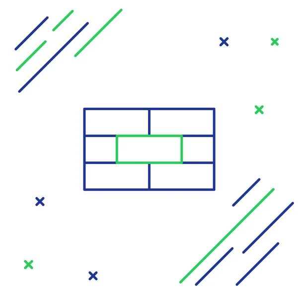Ligne Bleue Verte Icône Briques Isolées Sur Fond Blanc Concept — Image vectorielle