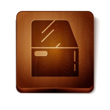 Brown Car door icon isolated on white background. Wooden square button. Vector Illustration