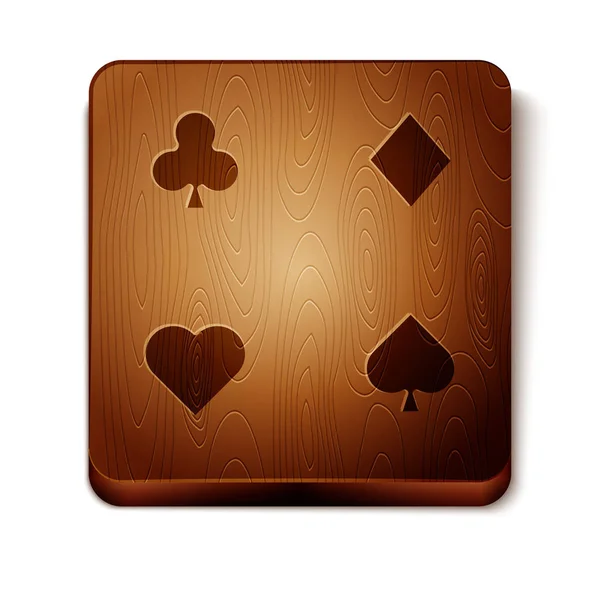 Icono Cartas Brown Playing Aislado Sobre Fondo Blanco Juego Casino — Vector de stock