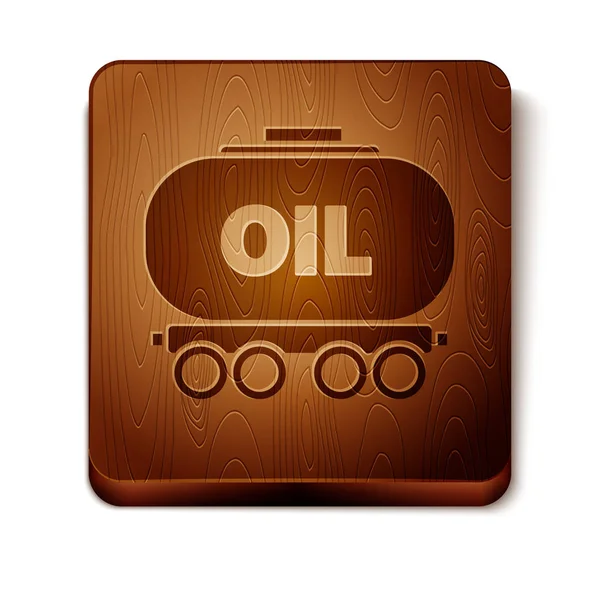 Ikona Cysterny Brown Oil Odizolowana Białym Tle Pociąg Zbiornik Oleju — Wektor stockowy