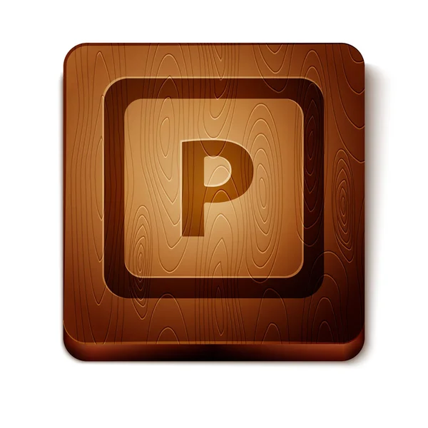 Brown Parking Icon Isolated White Background Street Road Sign Wooden — Stock Vector