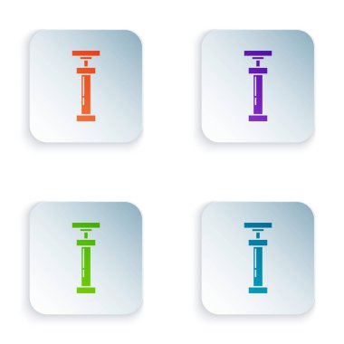 Renkli araba hava pompası ikonu beyaz arka planda izole edildi. Kare düğmelere simgeleri yerleştir. Vektör İllüstrasyonu