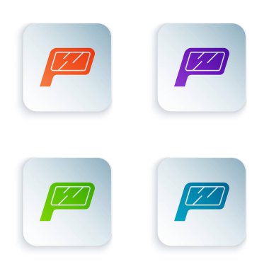 Color Parking icon isolated on white background. Street road sign. Set icons in square buttons. Vector Illustration