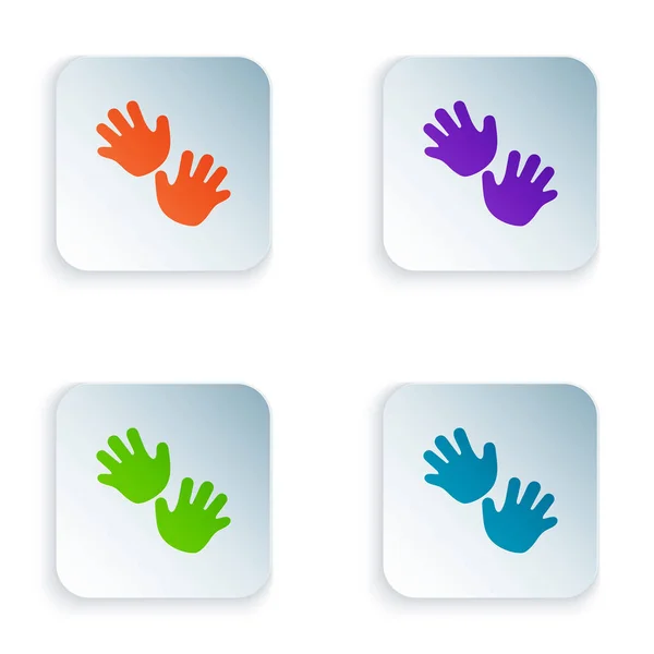 Цвет Baby руки печать значок изолирован на белом фоне. Установите иконки в квадратные кнопки. Векторная миграция — стоковый вектор