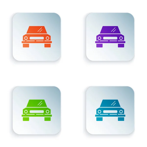 Color Icono de coche aislado sobre fondo blanco. Vista frontal. Establecer iconos en botones cuadrados. Ilustración vectorial — Archivo Imágenes Vectoriales