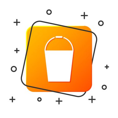 Beyaz Kova simgesi beyaz arkaplanda izole edildi. Turuncu kare düğme. Vektör İllüstrasyonu