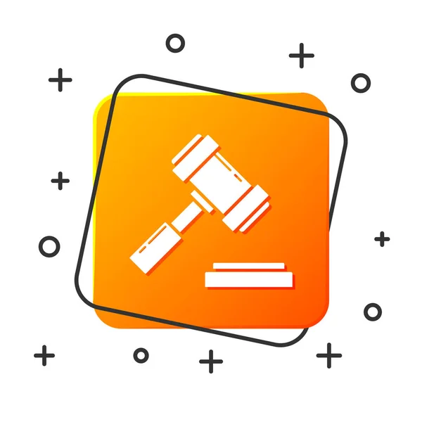 White Judge Gavel Icon Isolated White Background Gavel Adjudication Sentences — Stock Vector