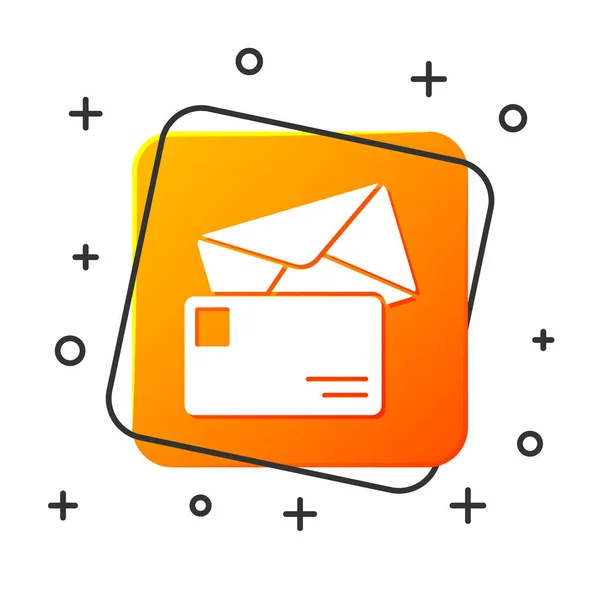 Fehér Boríték Ikon Izolált White Háttérben Mail Üzenetlevél Szimbóluma Orange — Stock Vector