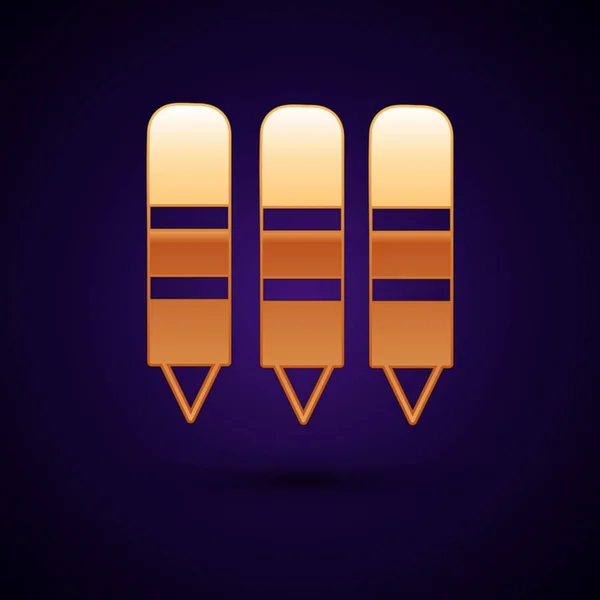 Crayons de cire d'or pour l'icône de dessin isolé sur fond bleu foncé. Illustration vectorielle — Image vectorielle