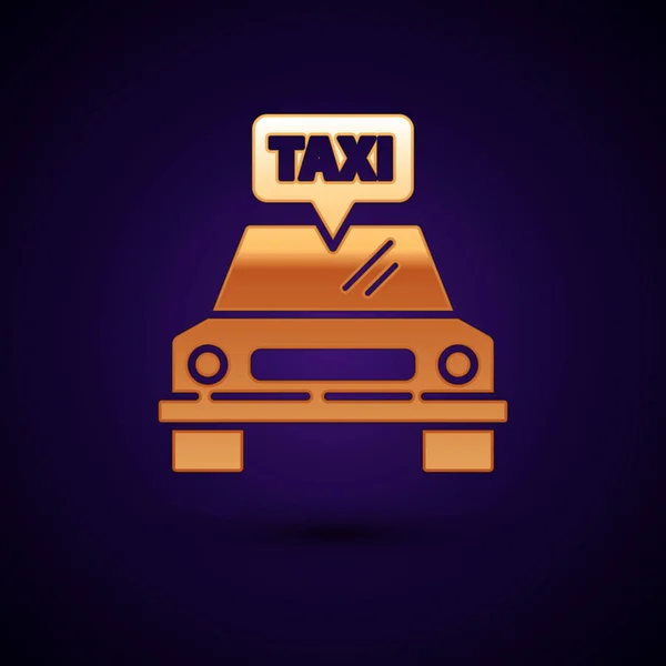 Χρυσό αυτοκίνητο ταξί εικονίδιο απομονώνονται σε σκούρο μπλε φόντο. Εικονογράφηση διανύσματος — Διανυσματικό Αρχείο