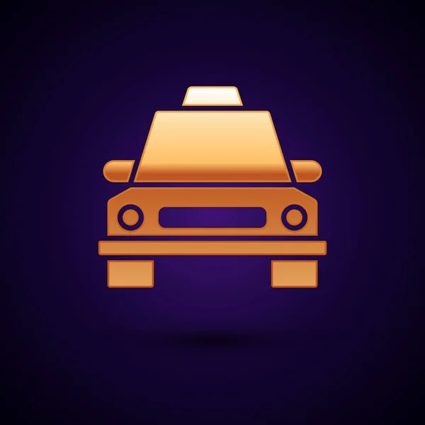 Gold Taxi car icon isolated on dark blue background. Vector Illustration — Stock Vector