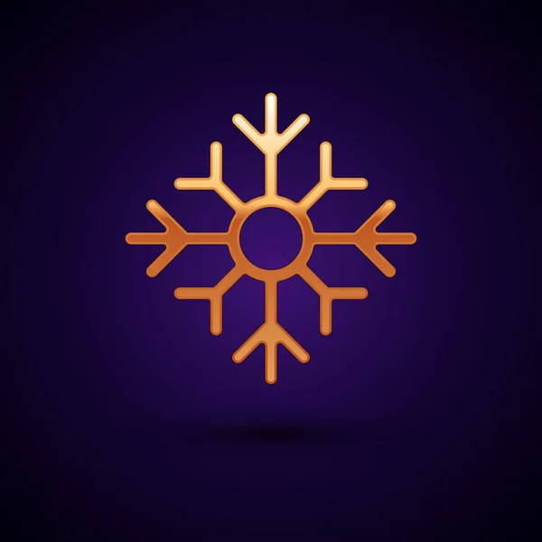 Guld snöflinga ikon isolerad på mörkblå bakgrund. God Jul och Gott Nytt År. Vektor Illustration — Stock vektor
