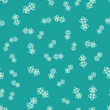 Yeşil Oyun zar simgesi yeşil arkaplanda izole edilmiş pürüzsüz desen. Kumarhane kumarı. Vektör İllüstrasyonu