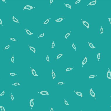 Yeşil Yaprak Biyolojisi sembolü yeşil arka planda izole edilmiş pürüzsüz desen. Pankart, etiket, etiket, logo, çevre yeşili etiketi. Vektör İllüstrasyonu