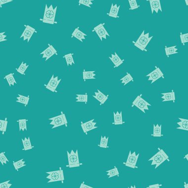 Yeşil Dört Yaprak Yoncası simgesi yeşil arka planda izole edilmiş pürüzsüz desen. Doğum günü kutlaması ve festival için parti flaması. Mutlu Aziz Patrick günleri. Vektör İllüstrasyonu