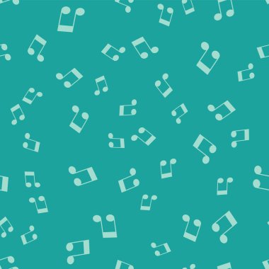 Yeşil Müzik, ton simgesi yeşil arkaplanda izole edilmiş kusursuz desen. Vektör İllüstrasyonu
