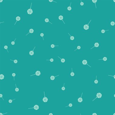 Yeşil Lollipop simgesi yeşil arka plan üzerinde sorunsuz desen izole. Yemek, lezzetli sembol. Vektör İllüstrasyonu