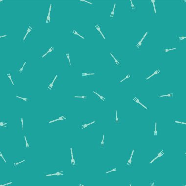 Yeşil Çatal simgesi yeşil arka plan üzerinde sorunsuz desen izole. Çatal bıçak takımı sembolü. Vektör İllüstrasyonu