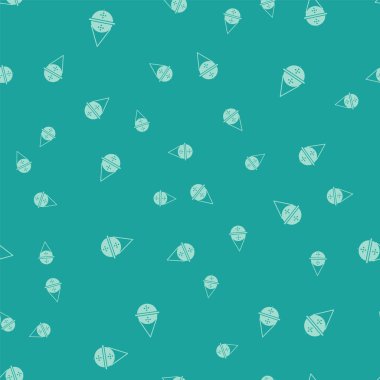 Yeşil Top çay süzgeci ikonu yeşil arka planda izole edilmiş pürüzsüz desen. Vektör İllüstrasyonu