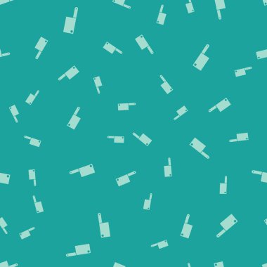 Yeşil Et Helikopteri simgesi yeşil arka planda izole edilmiş kusursuz desen. Et için mutfak bıçağı. Kasap bıçağı. Vektör İllüstrasyonu